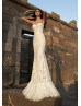 Ivory Lace Beaded Wedding Dress With Organza Cape Ivory Lace Beaded Wedding Dress With Organza Cape